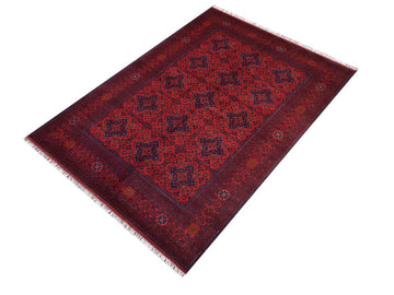 handmade Tribal Biljik Khal Muhammadi Red Blue Hand Knotted RECTANGLE 100% WOOL area rug 6x10